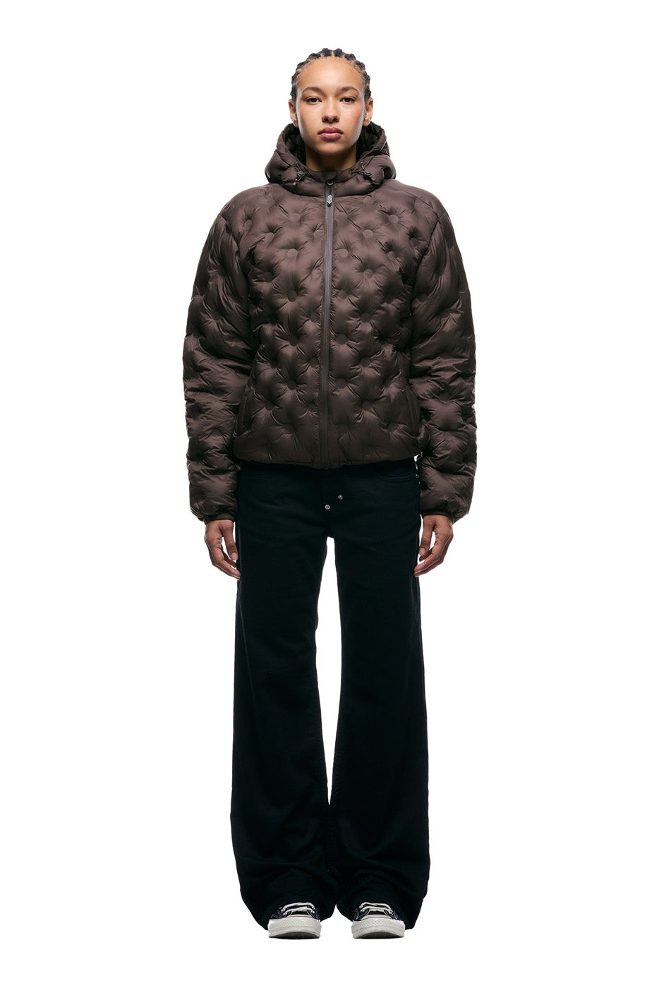 LIGHT WEIGHT DOT PUFFER JACKET TERIYAKI BROWN