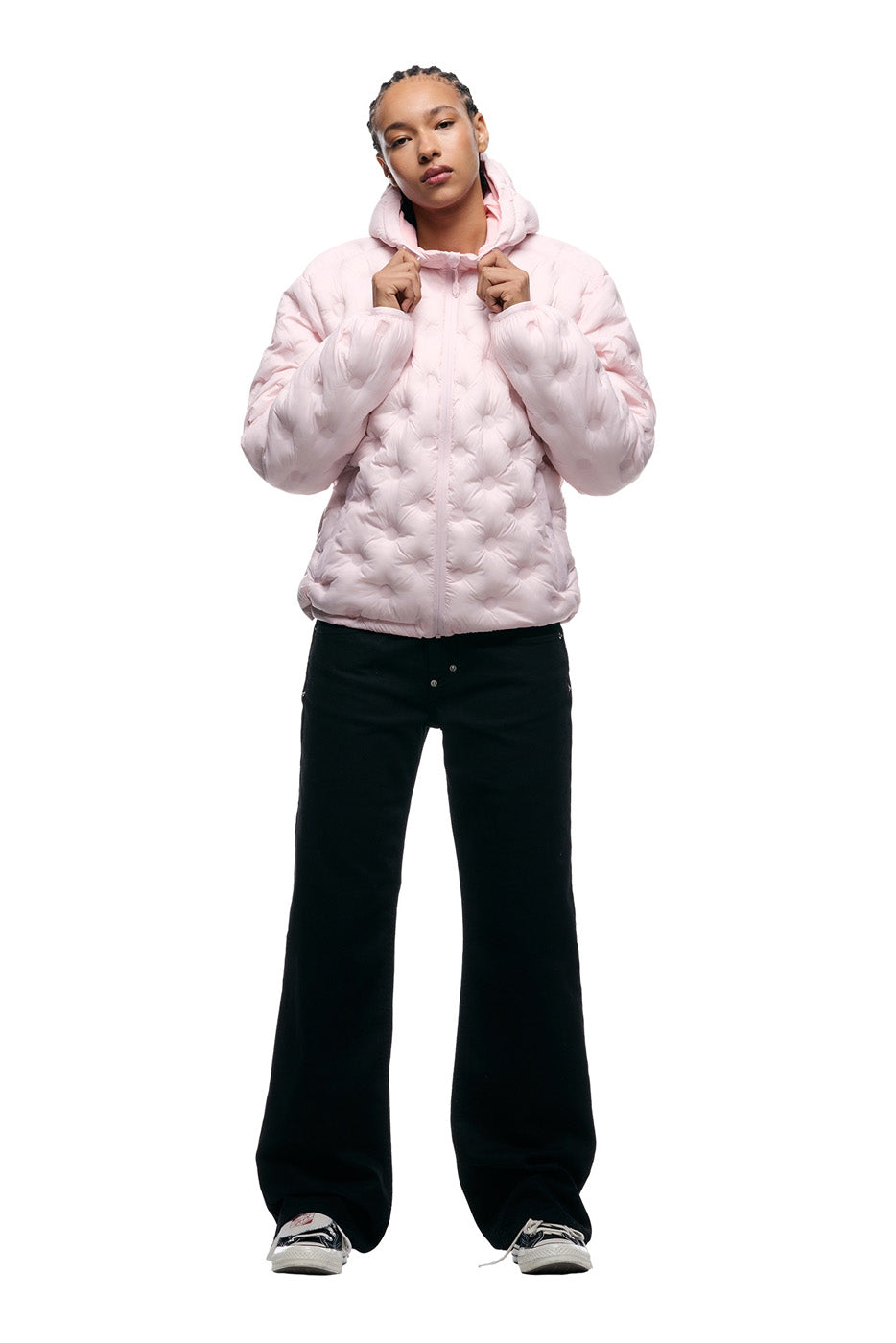 LIGHT WEIGHT DOT PUFFER JACKET SOFT PINK