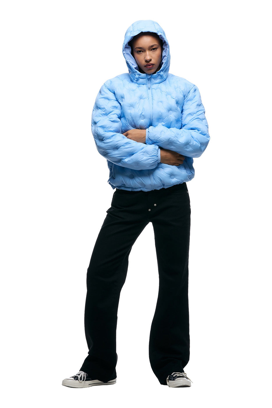 LIGHT WEIGHT DOT PUFFER JACKET AIR BLUE