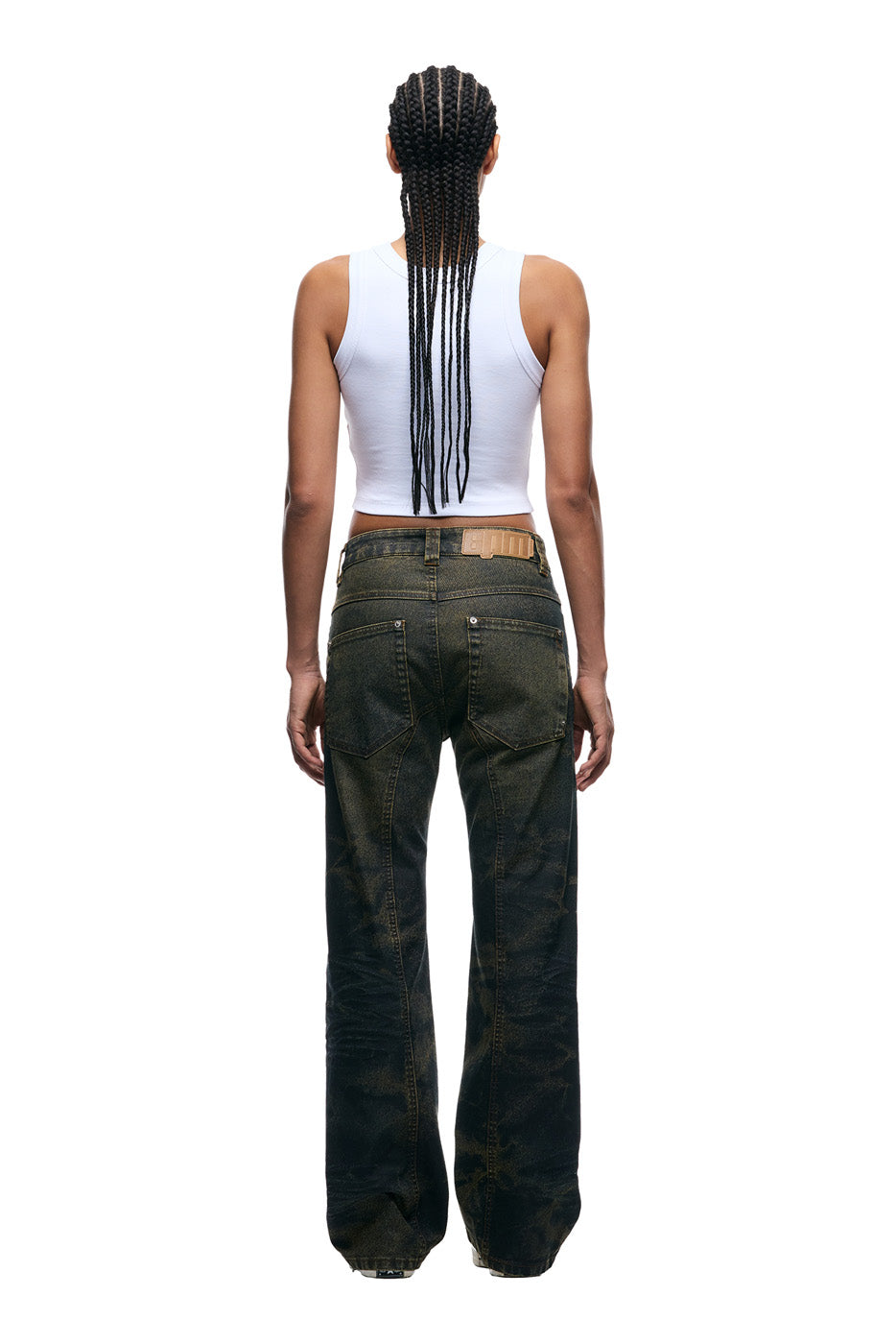 BOOTCUT DENIM DARK BLUE WITH YELLOW OVERDYE