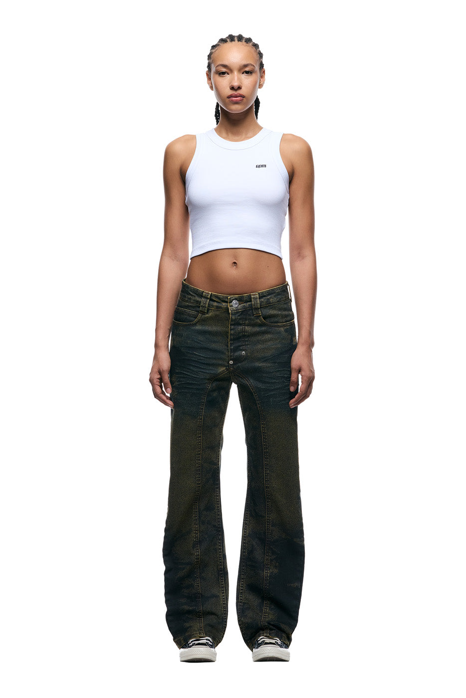 BOOTCUT DENIM DARK BLUE WITH YELLOW OVERDYE