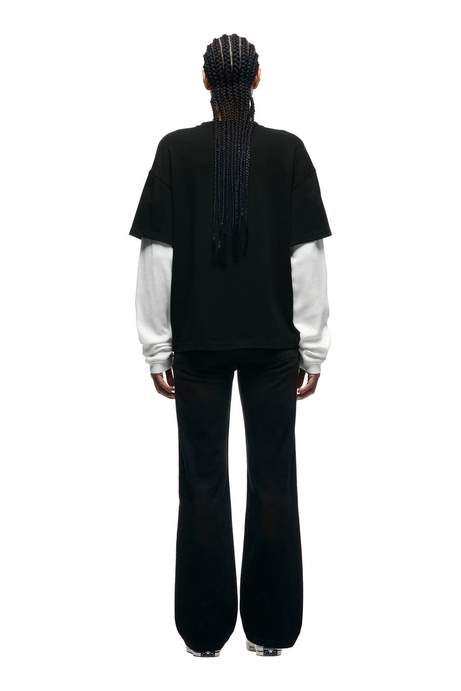 TWO TONE WAFFLE HENLEY BLACK/ANTHRACITE