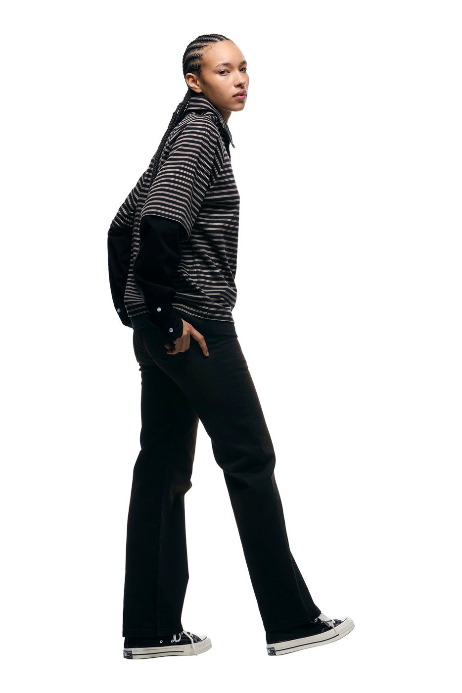 DOUBLE LAYER POLO BLACK/BROWN