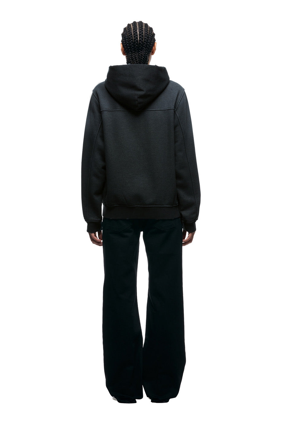 DISTRESSED ZIP HOODIE BLACK
