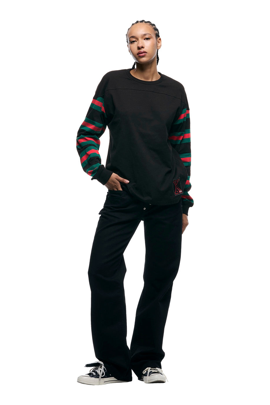 STRIPED RUGBY LS BLACK