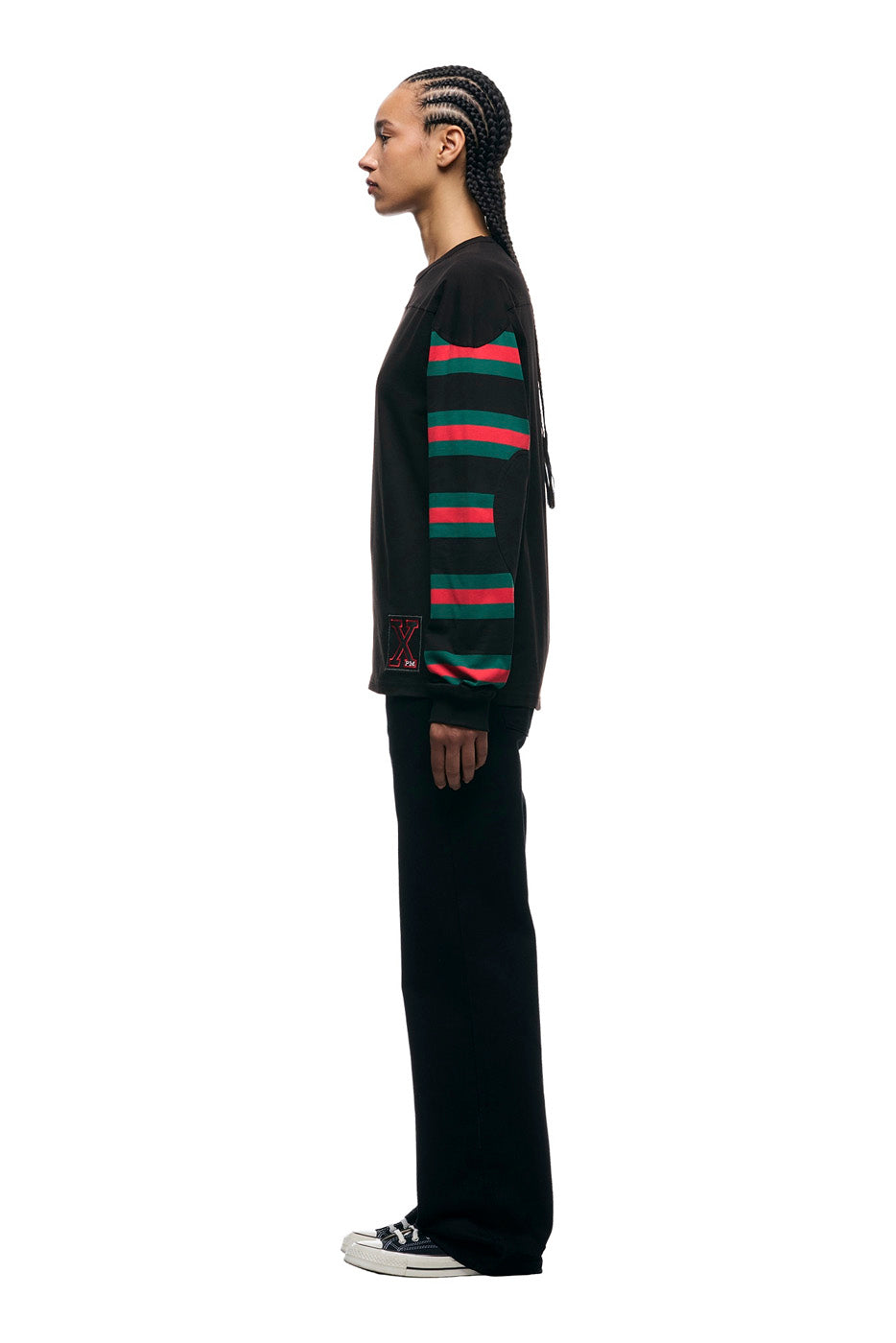 STRIPED RUGBY LS BLACK