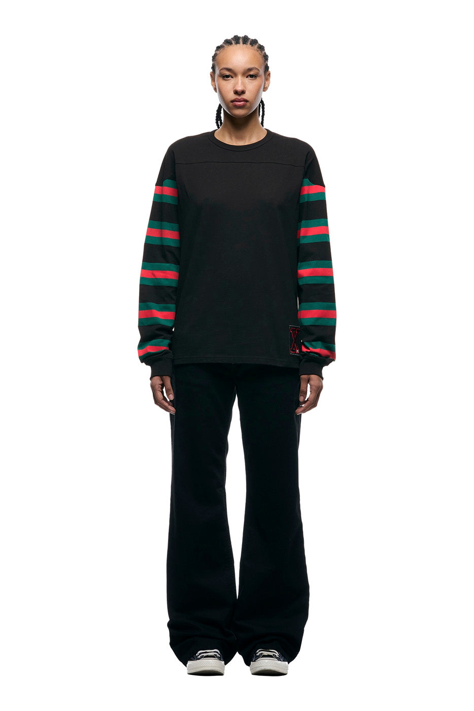 STRIPED RUGBY LS BLACK