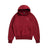 The HOODIE WINE RED features maroon raglan sleeves, a kangaroo pocket, and small white chest text. Shown laid flat on a white background, it’s perfect for everyday wear.