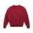 The 6PM CREWNECK WINE RED is a boxy fit crewneck sweatshirt with long sleeves, ribbed cuffs, a tight hem, and a small white embroidered logo on the chest. It is shown laid flat on a white background.