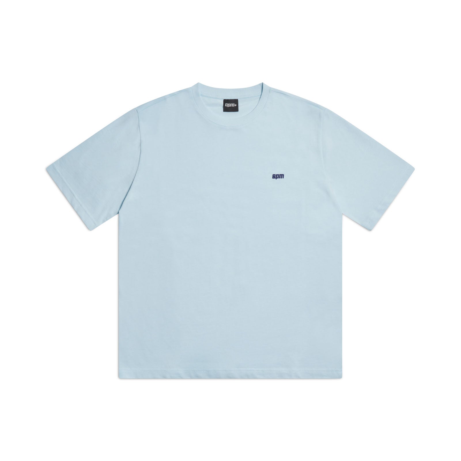 The 6PM T-SHIRT ICE BLUE features a small dark logo on the left chest and a black collar label, shown against a white background.