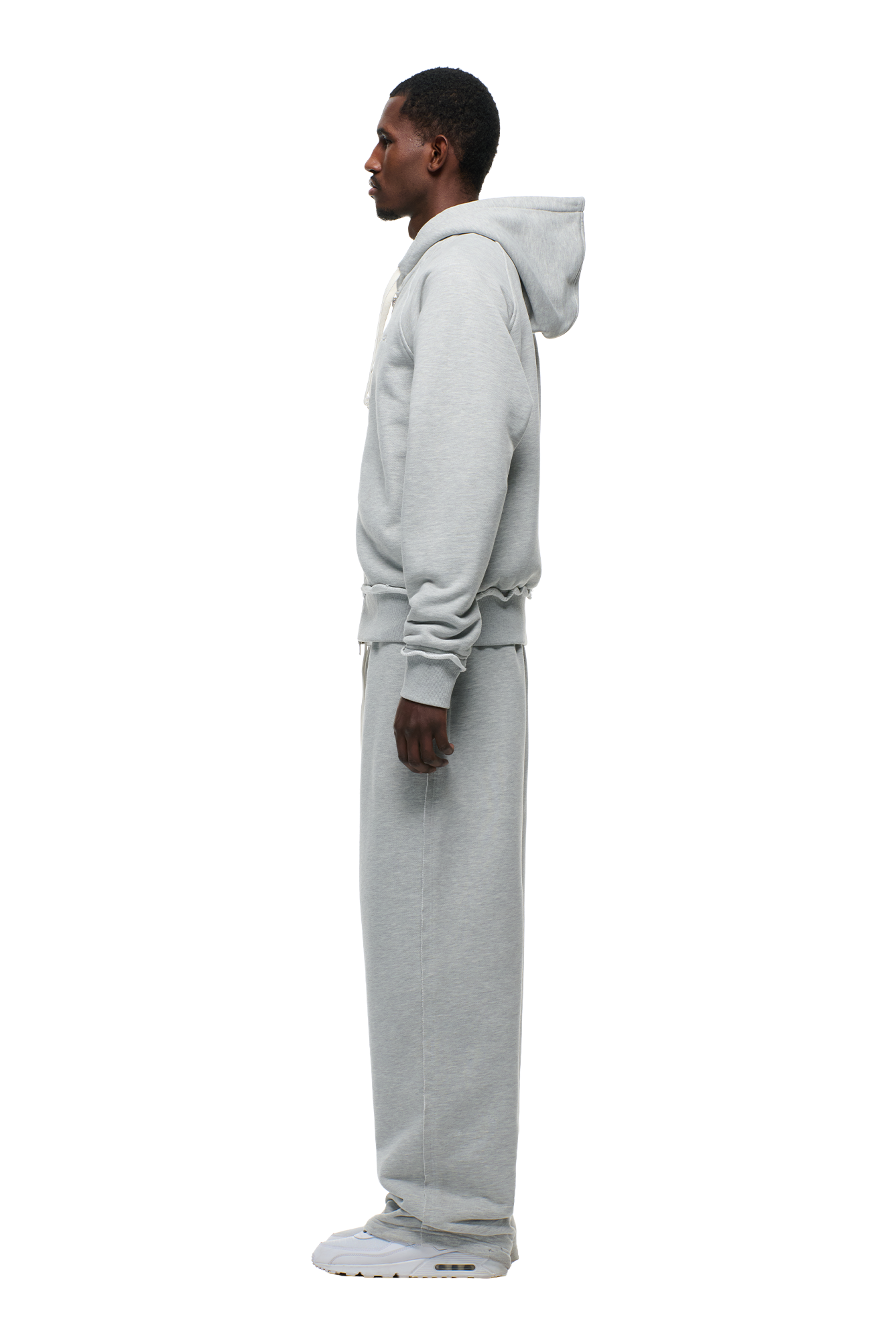 OPEN EDGE ZIP HOODIE GREY MELANGE