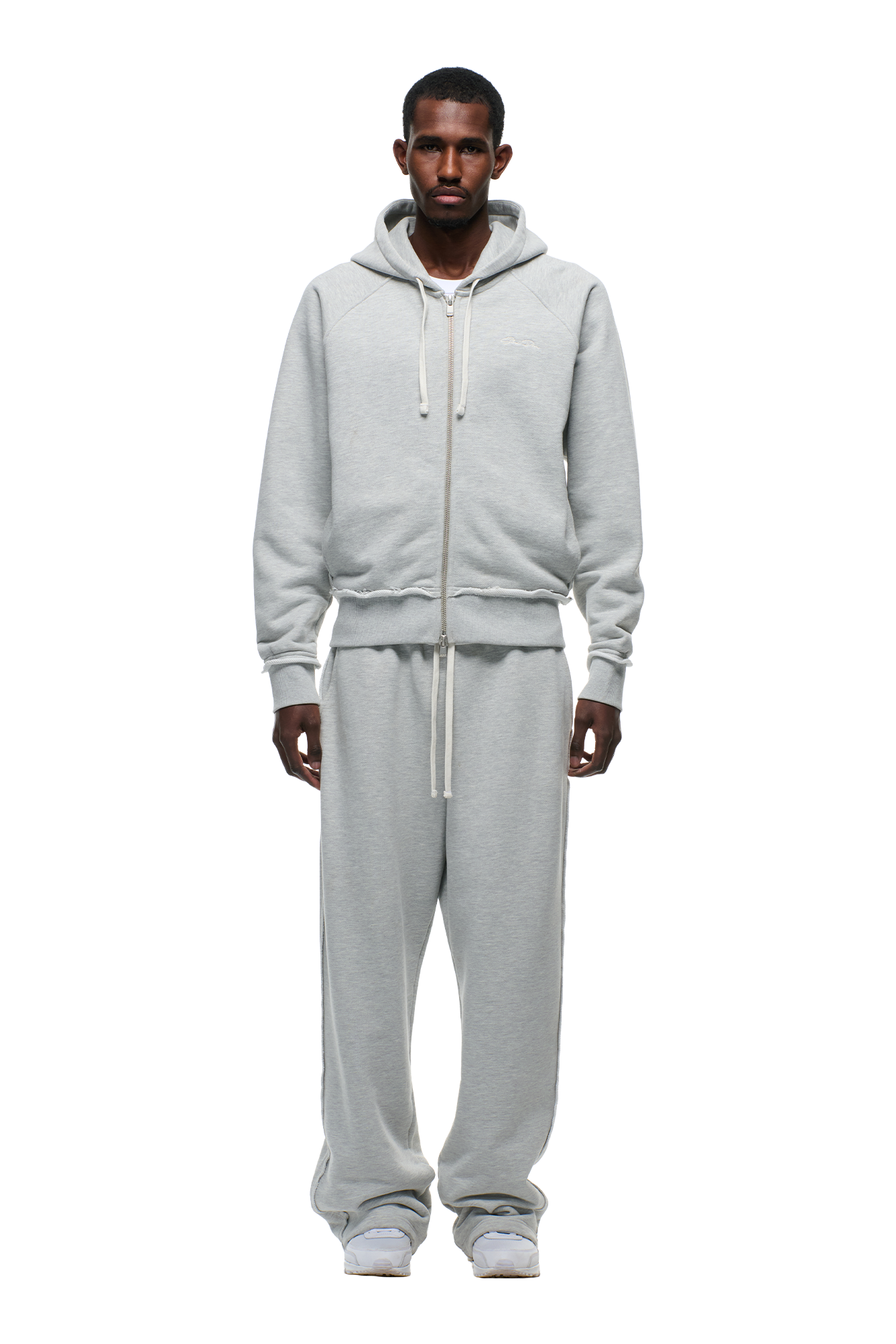 OPEN EDGE ZIP HOODIE GREY MELANGE