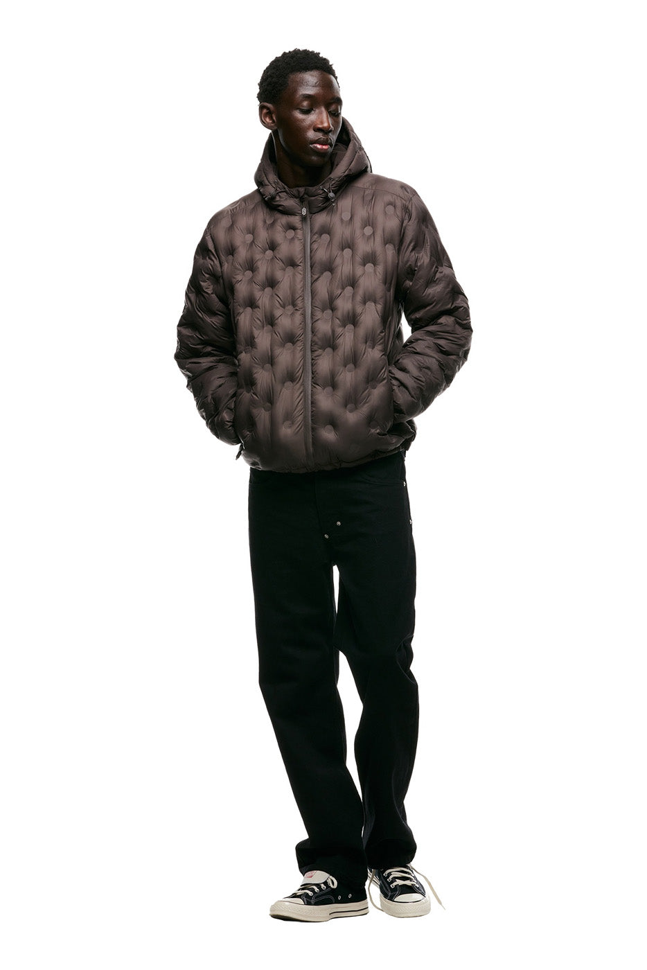 LIGHT WEIGHT DOT PUFFER JACKET TERIYAKI BROWN