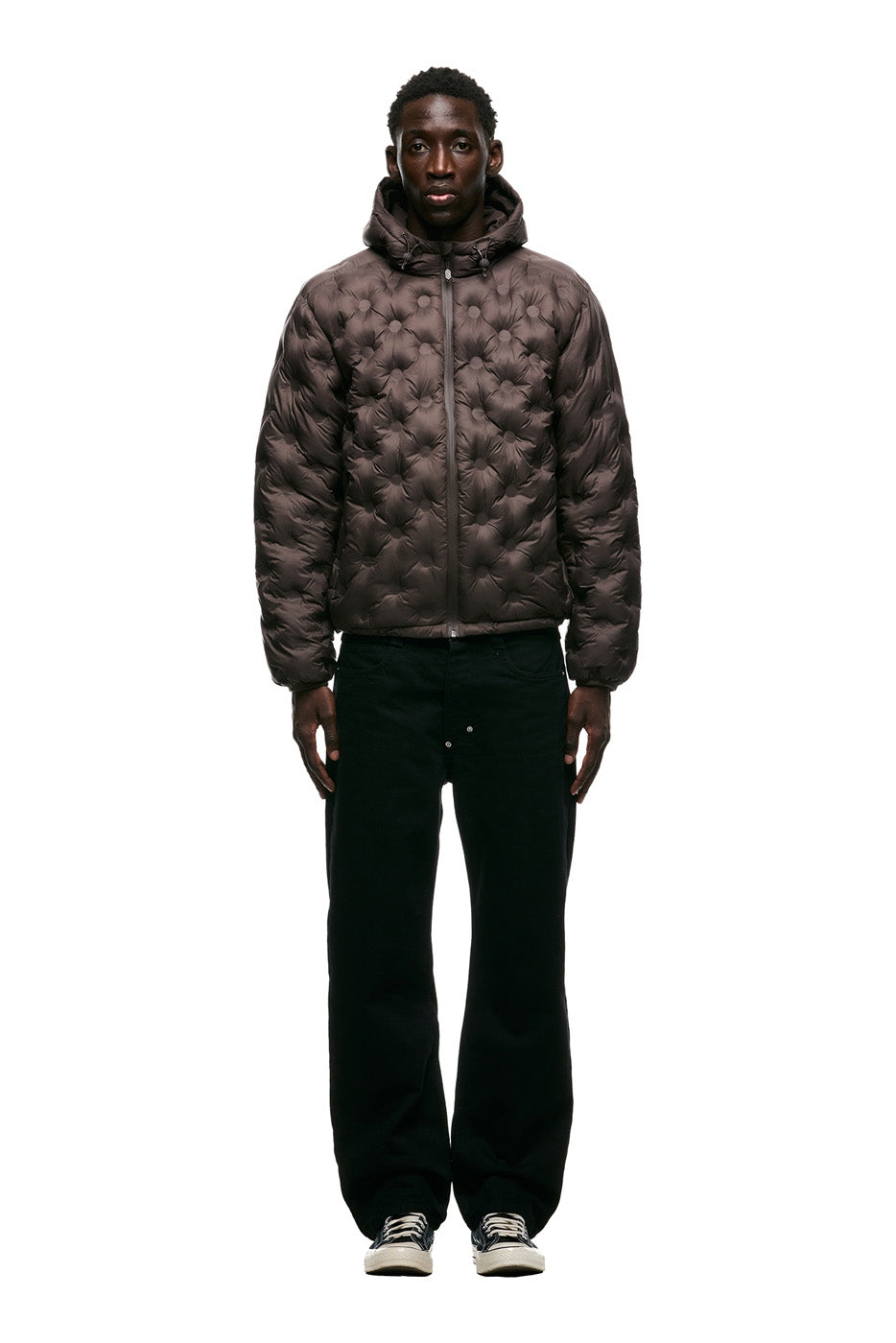 LIGHT WEIGHT DOT PUFFER JACKET TERIYAKI BROWN