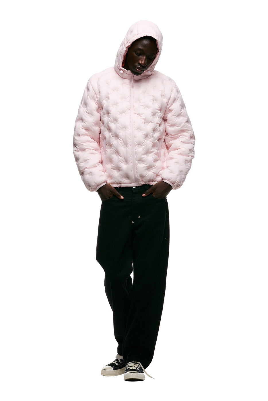 LIGHT WEIGHT DOT PUFFER JACKET SOFT PINK