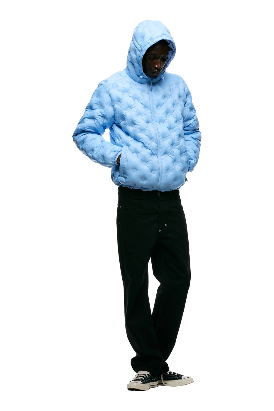 LIGHT WEIGHT DOT PUFFER JACKET AIR BLUE