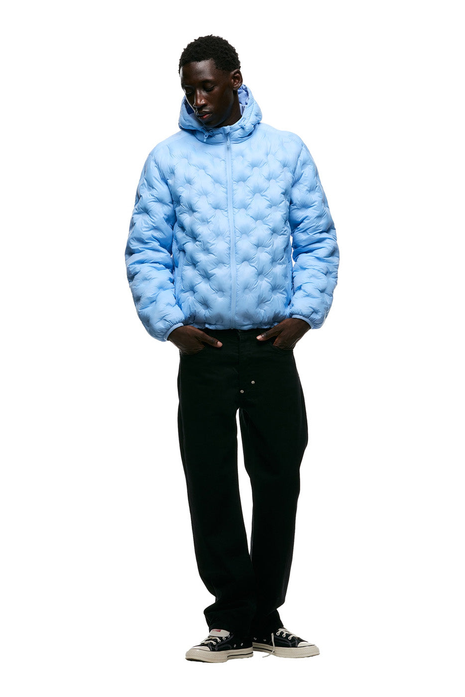 LIGHT WEIGHT DOT PUFFER JACKET AIR BLUE