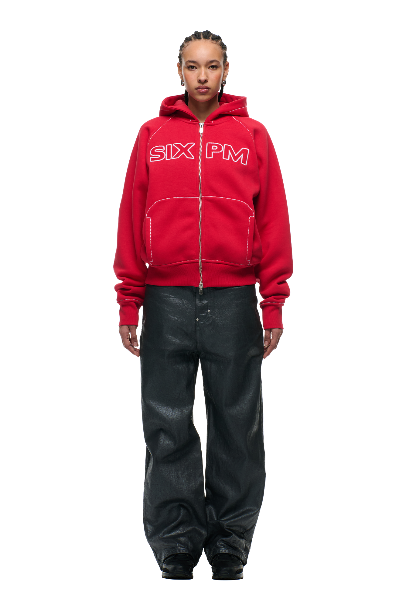 WORDMARK ZIPPER HOODIE TOMATO RED