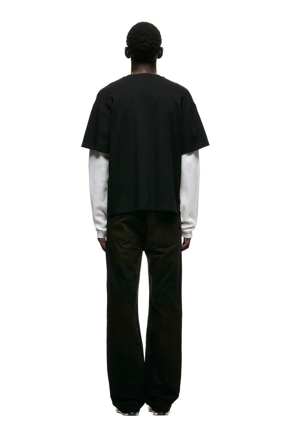 TWO TONE WAFFLE HENLEY BLACK/ANTHRACITE