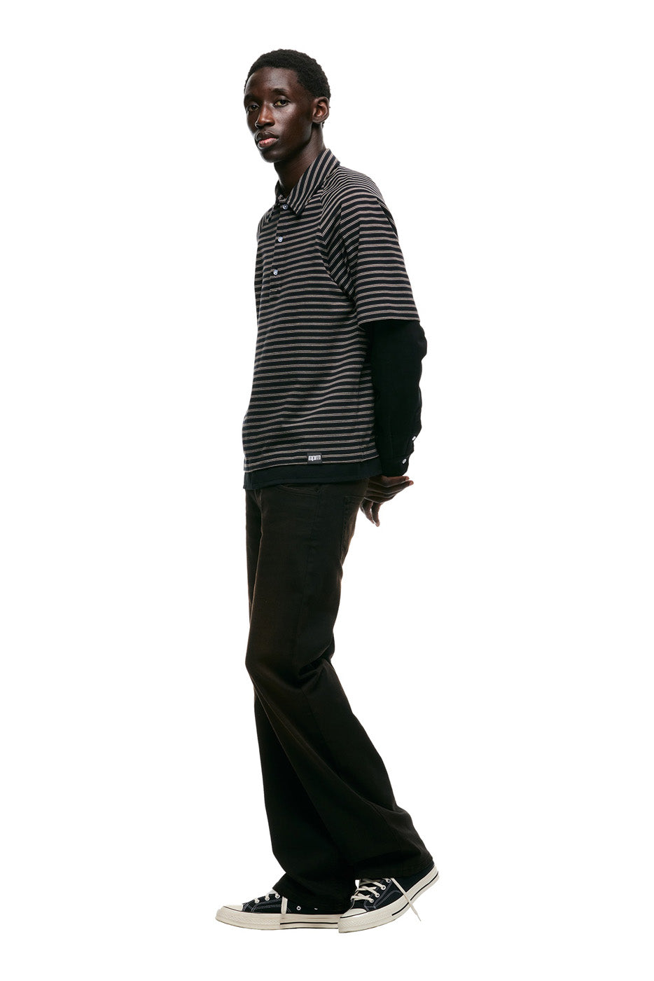 DOUBLE LAYER POLO BLACK/BROWN