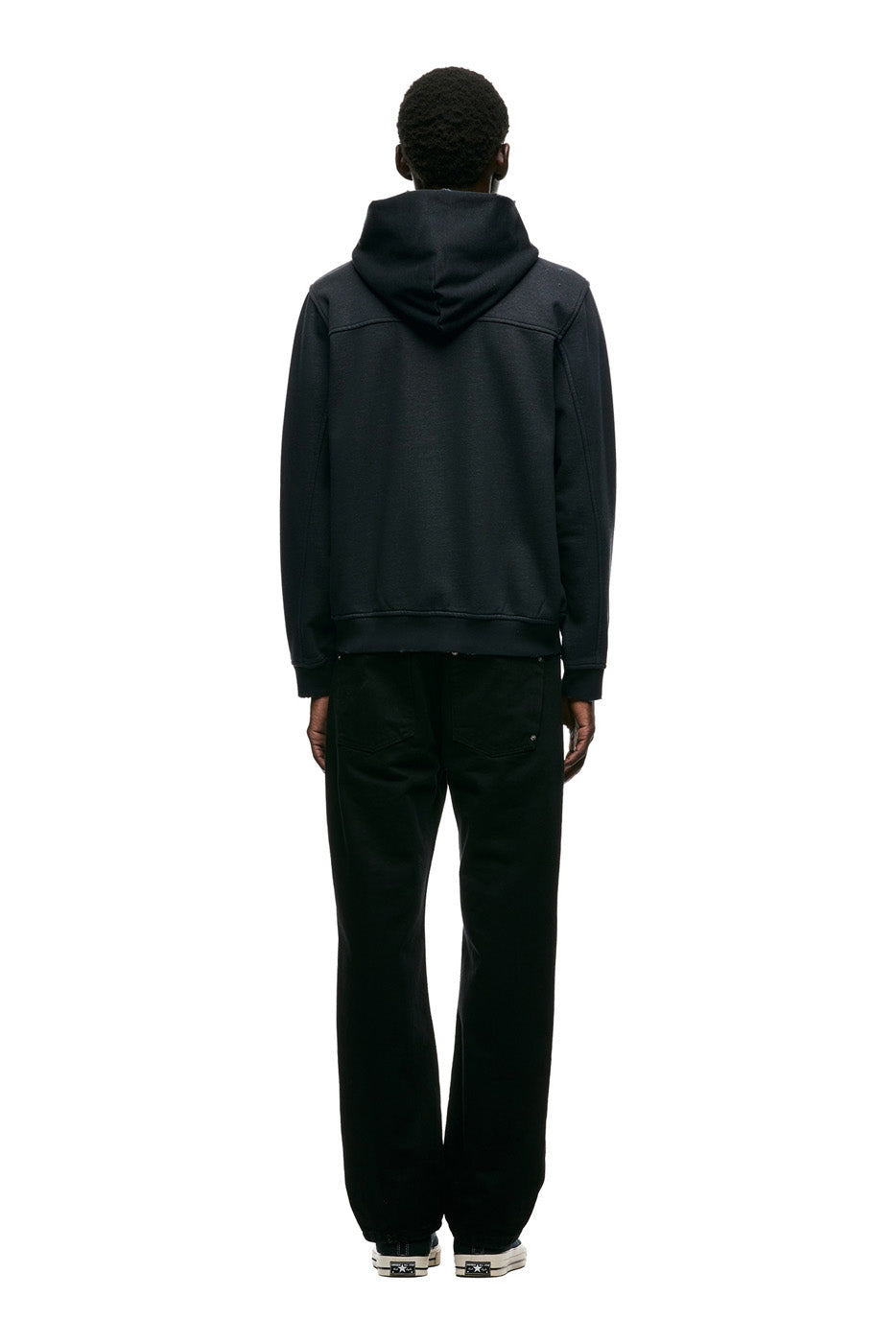 DISTRESSED ZIP HOODIE BLACK