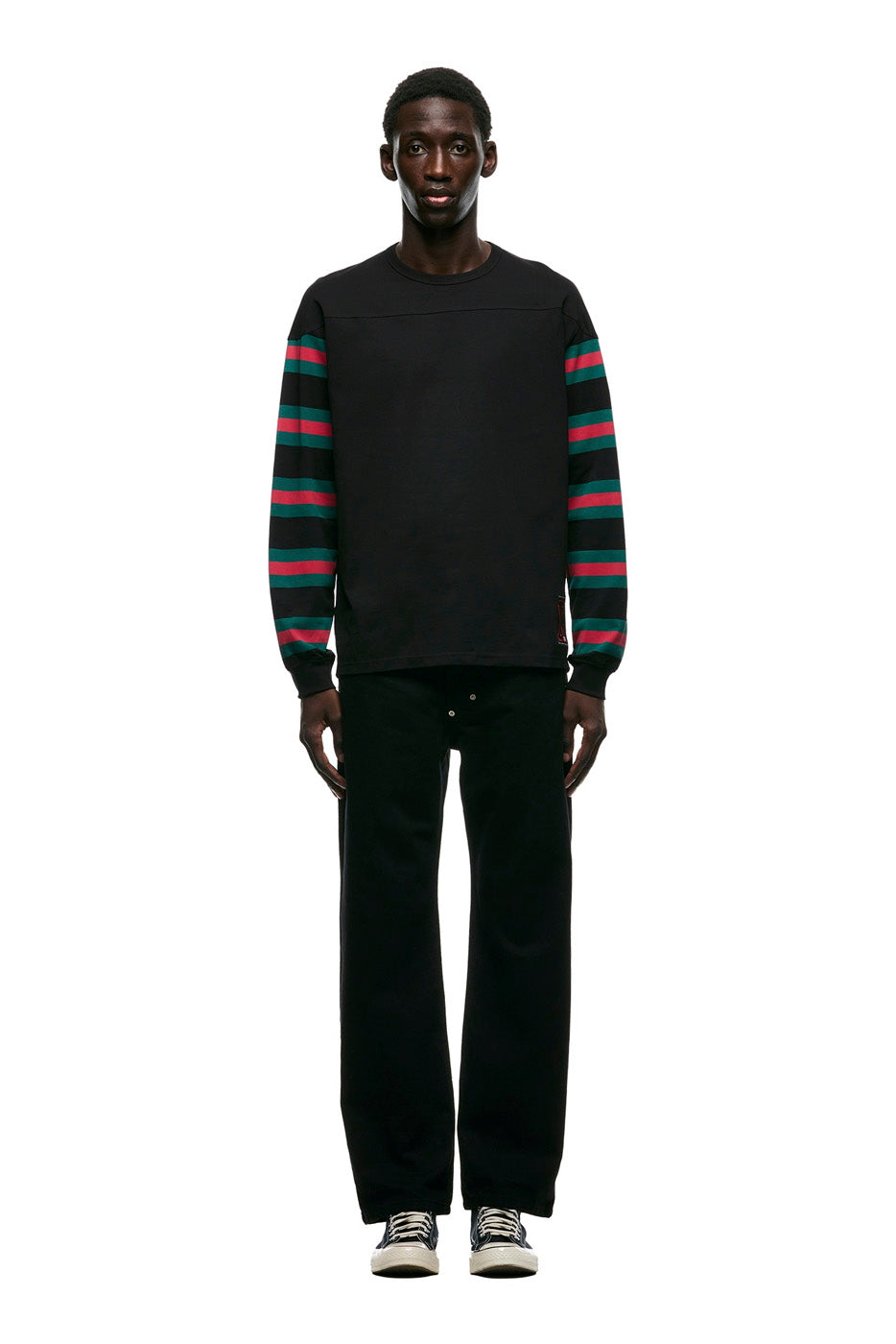 STRIPED RUGBY LS BLACK