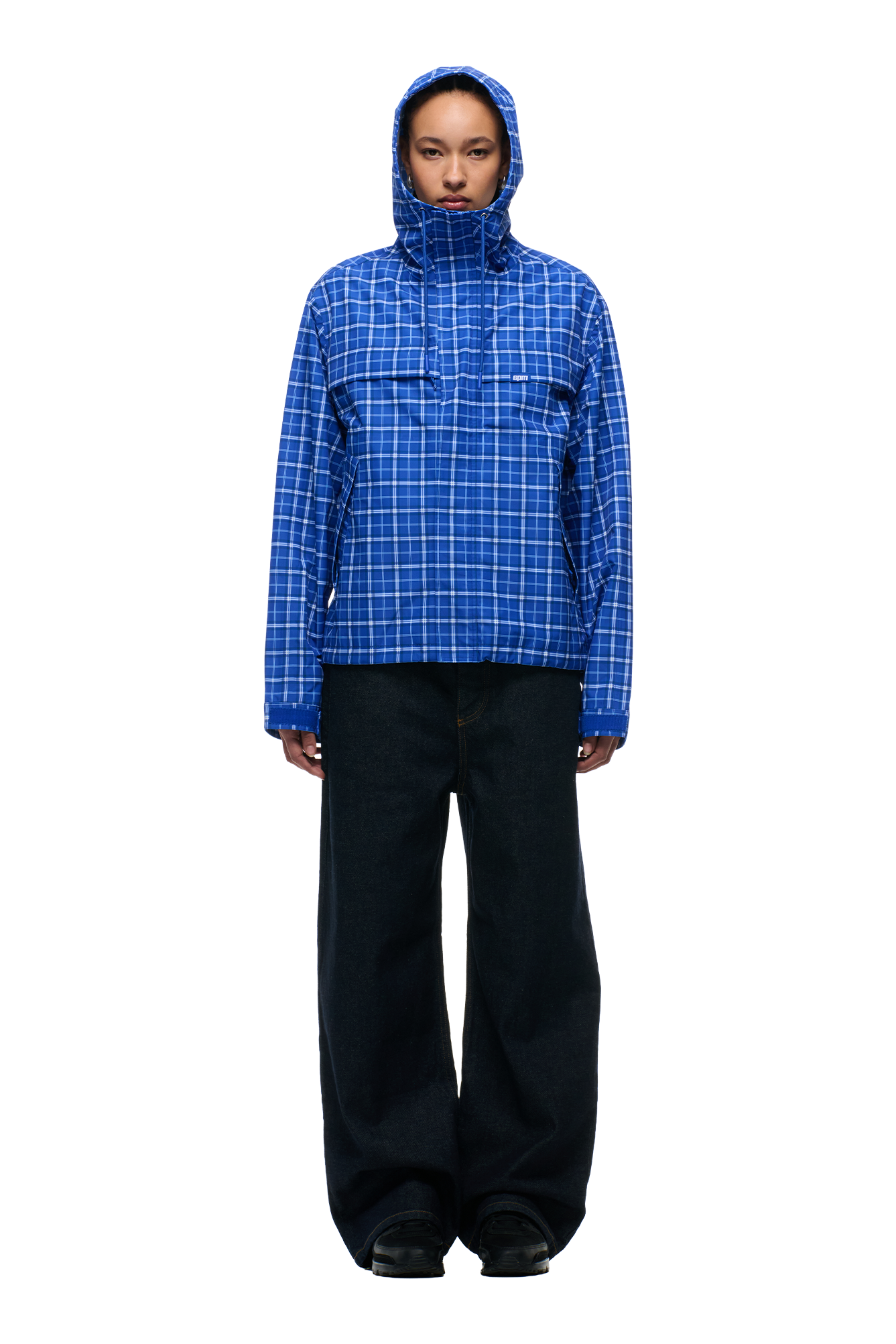 PLAID SHELL JACKET DIGITAL BLUE