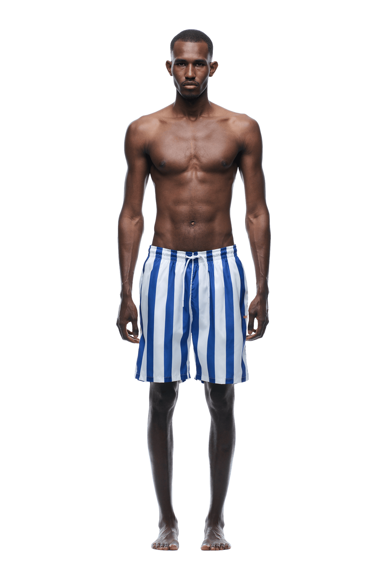 STRIPED SWIM SHORTS WHITE/NAVY