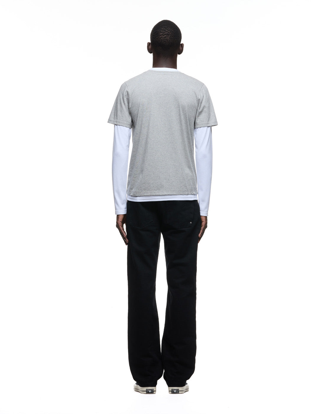 6PM+ DOUBLE LAYER LONGSLEEVE MID GREY MELANGE /WHITE