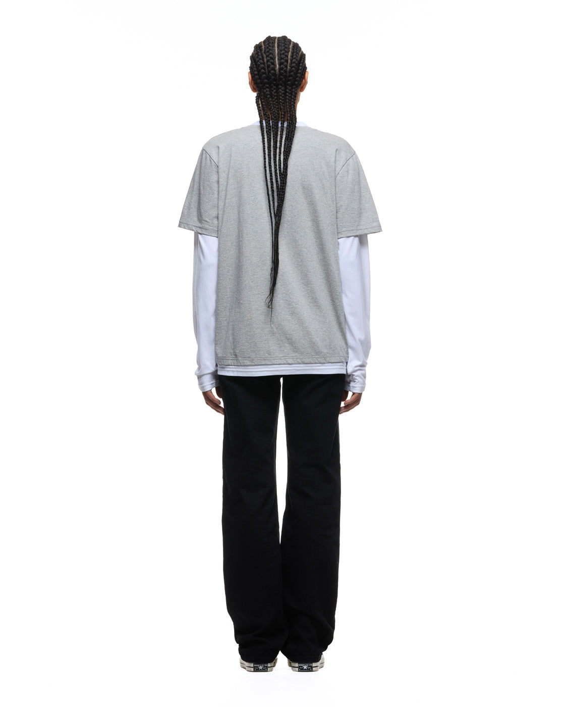 6PM+ DOUBLE LAYER LONGSLEEVE MID GREY MELANGE /WHITE