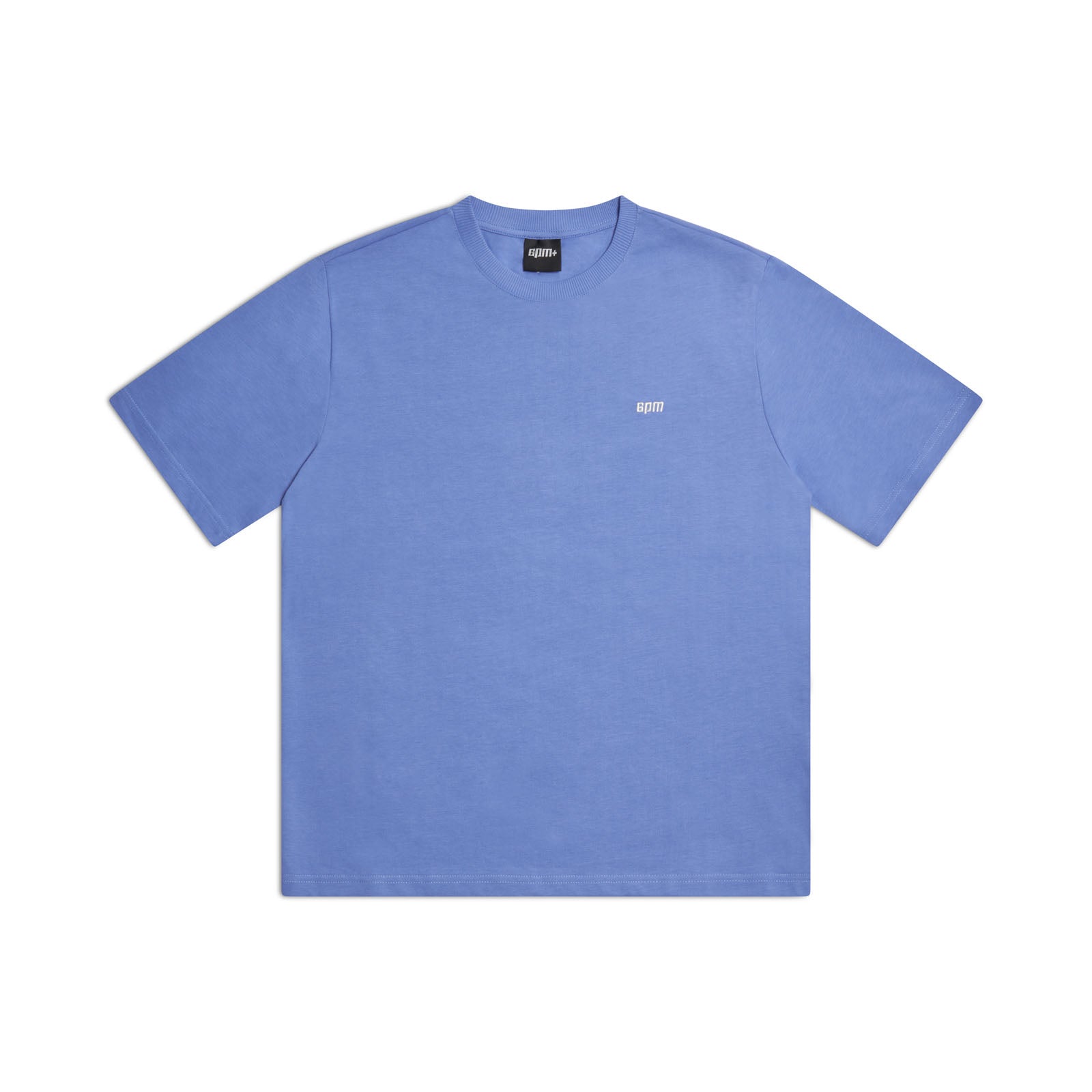 The 6PM T-SHIRT PERSIAN BLUE is a classic short-sleeve tee in solid light blue, shown flat on a white background. It features a small white logo on the left chest for a clean, timeless look.