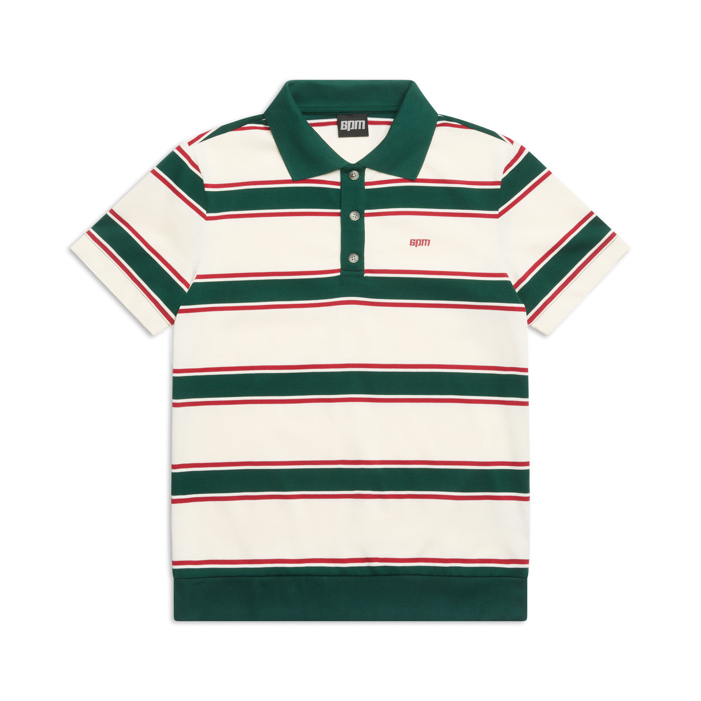 STRIPED JERSEY POLO DARK GREEN/ ROUGE RED
