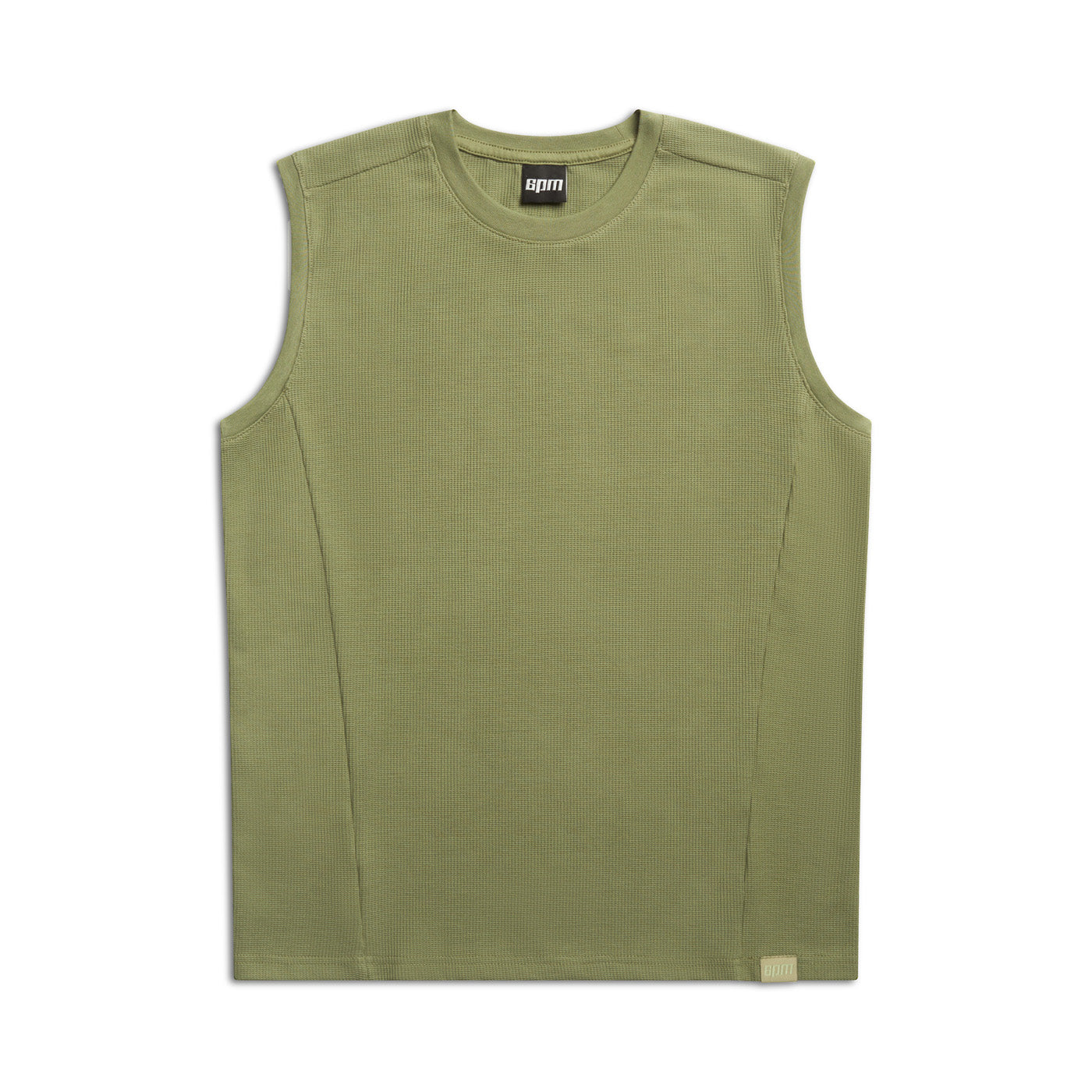 SLEEVELESS WAFFLE TEE PASTEL OLIVE