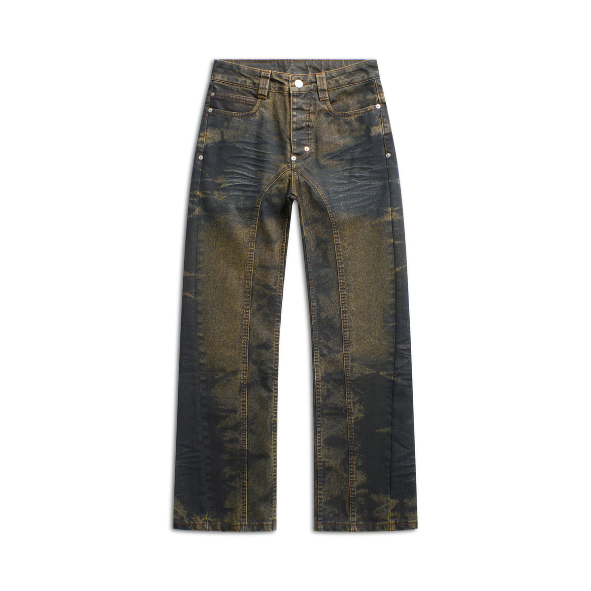 BOOTCUT DENIM DARK BLUE WITH YELLOW OVERDYE