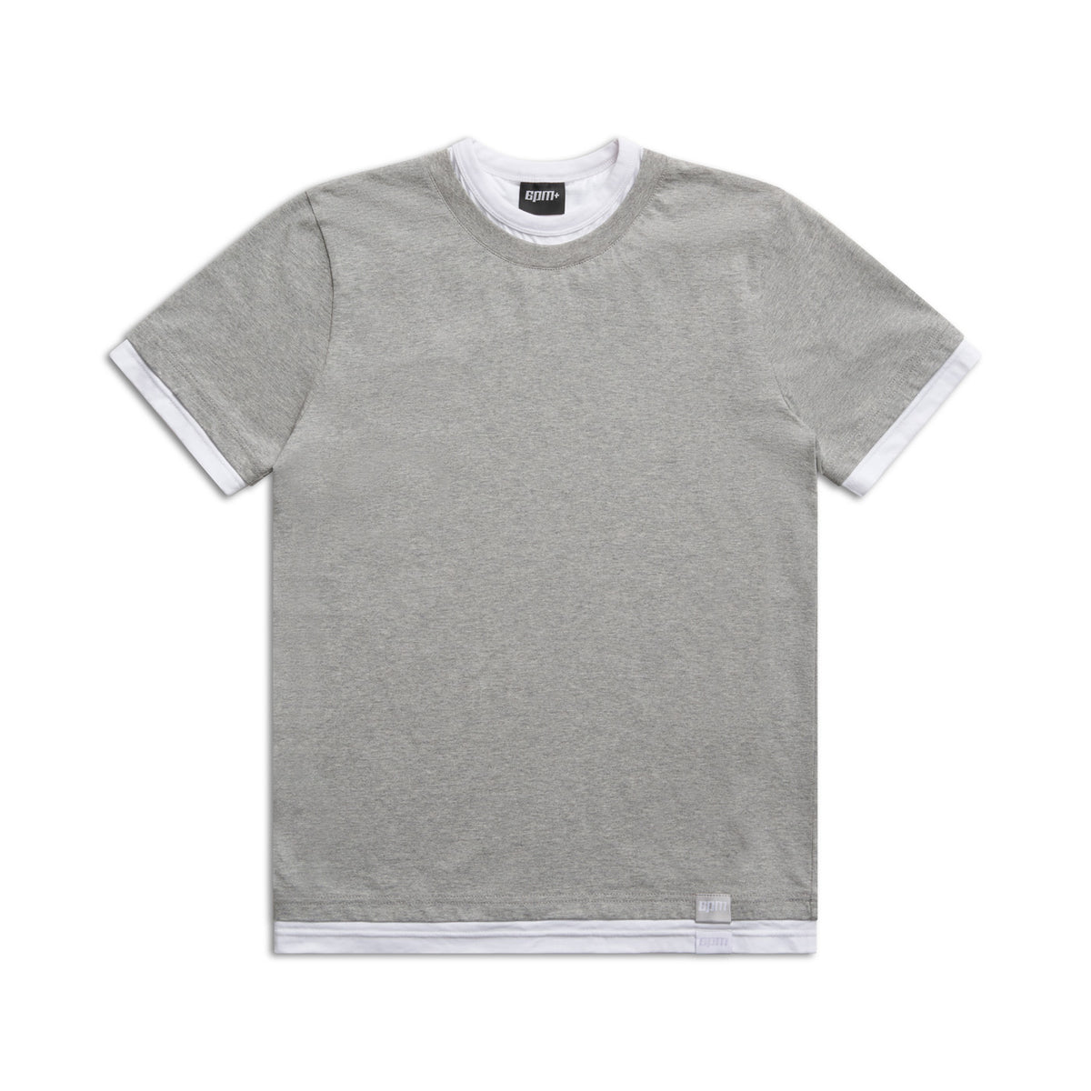 6PM+ DOUBLE LAYER T-SHIRT MID GREY MELANGE /WHITE