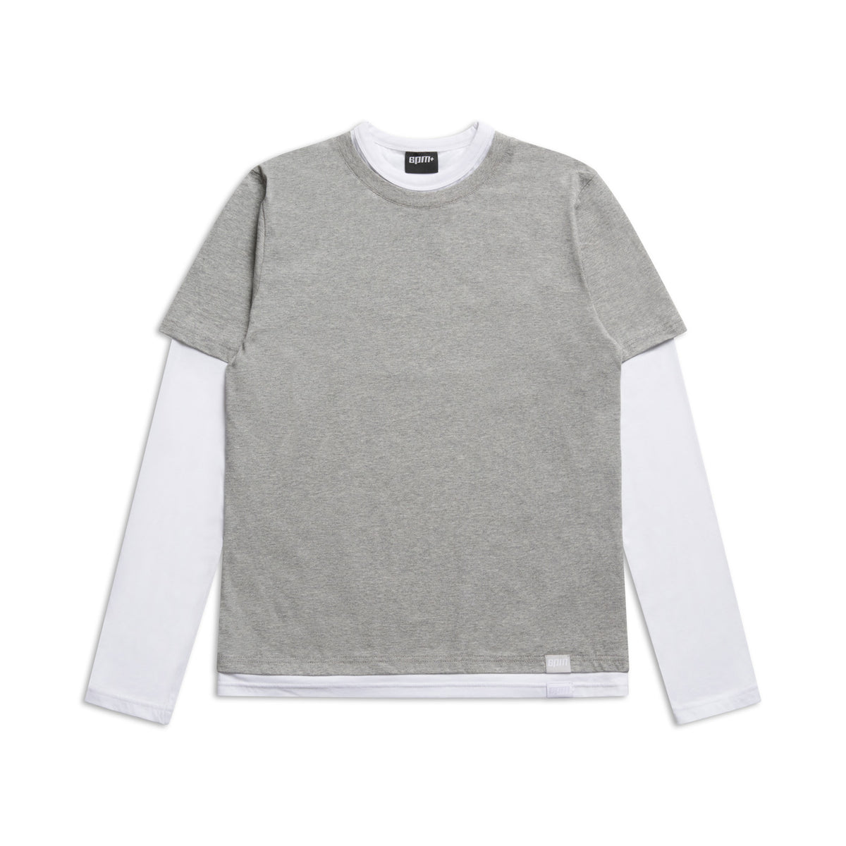 6PM+ DOUBLE LAYER LONGSLEEVE MID GREY MELANGE /WHITE