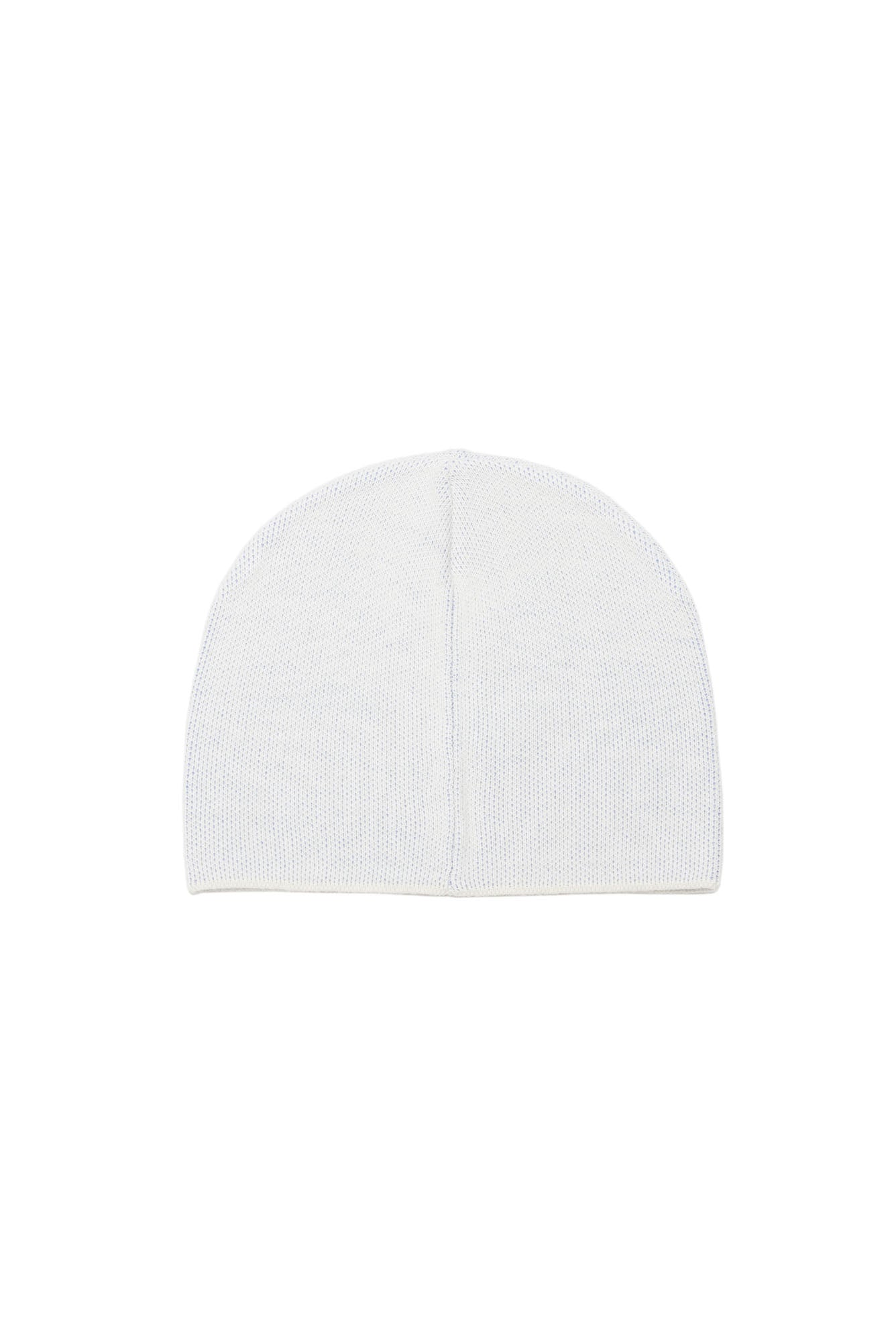The SCRIPT LOGO BEANIE CREAM by 6PM is shown upright and flat against a white background.