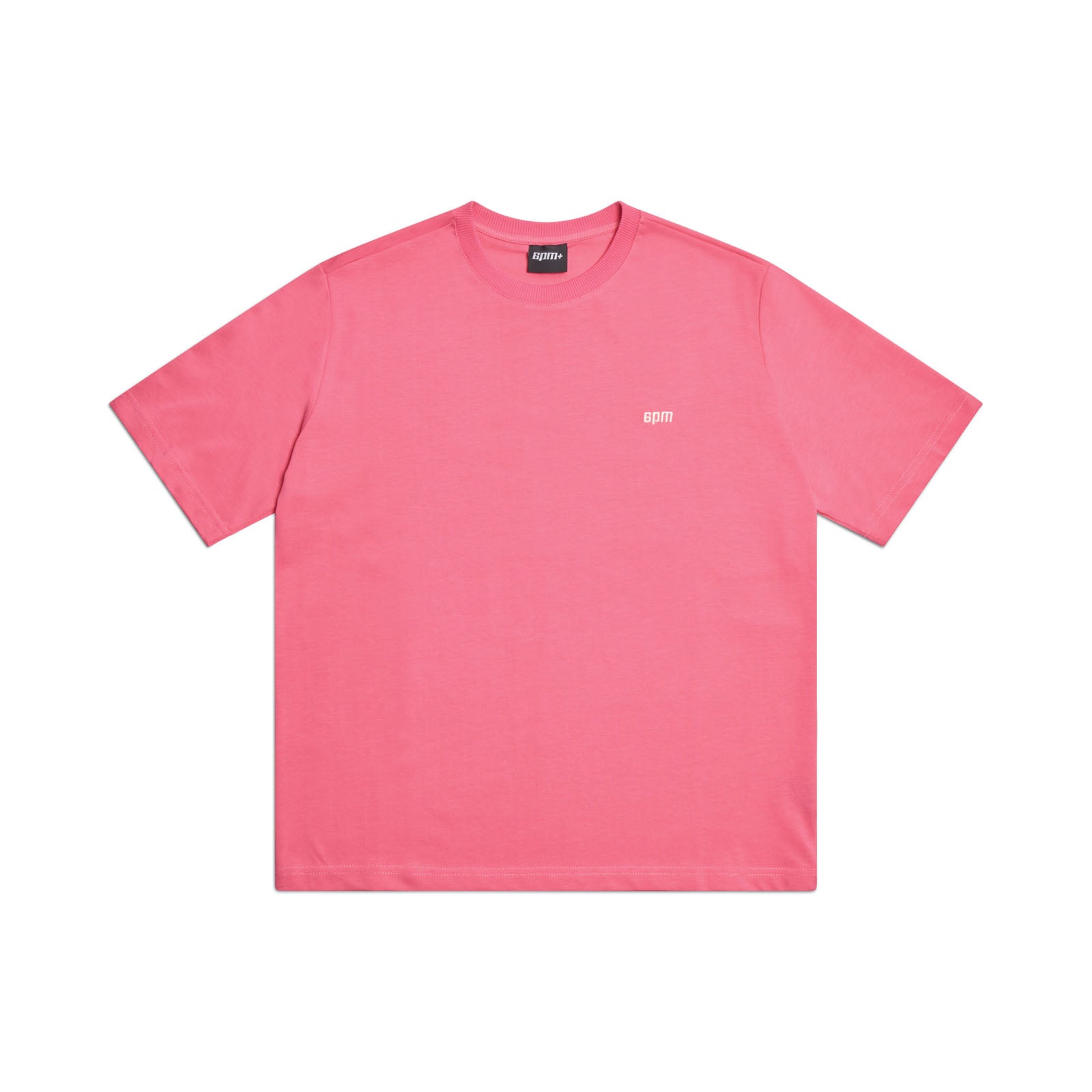 The 6PM T-SHIRT HOT PINK is a classic short-sleeve tee in vibrant pink, laid flat on a white background and featuring a small white 6PM logo on the left chest.