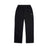The OPEN LEG JOGGER BLACK features an elastic waistband, side pockets, stacking length, and a small white left-thigh logo—offering a modern classic style in black, shown on a plain white background.