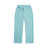 The 6PM OPEN LEG JOGGER TURQUOISE features an elastic waistband, straight open legs, and side pockets for a modern classic look. Shown laid flat on a white background.