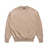 The 6PM CREWNECK MOCCA CREAM is a beige crewneck sweatshirt with long sleeves and ribbed collar, cuffs, and hem. It features a small white logo on the left chest, set against a white background.