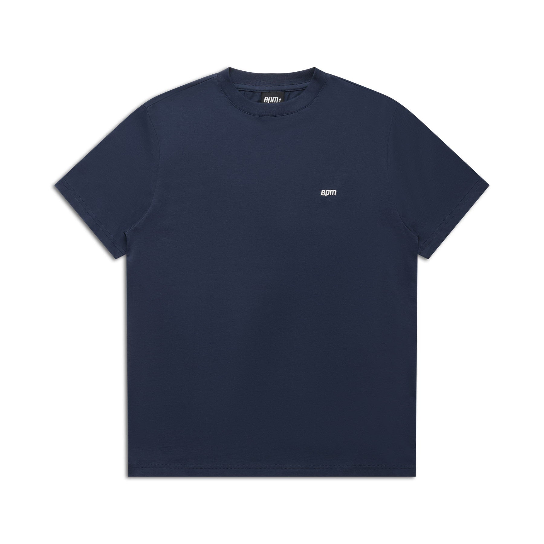 The T-SHIRT REGULAR FIT NAVY by 6PM is a navy blue short-sleeve tee featuring a small white 6PM logo on the left chest, ideal for subtle everyday style. Shown against a plain white background.