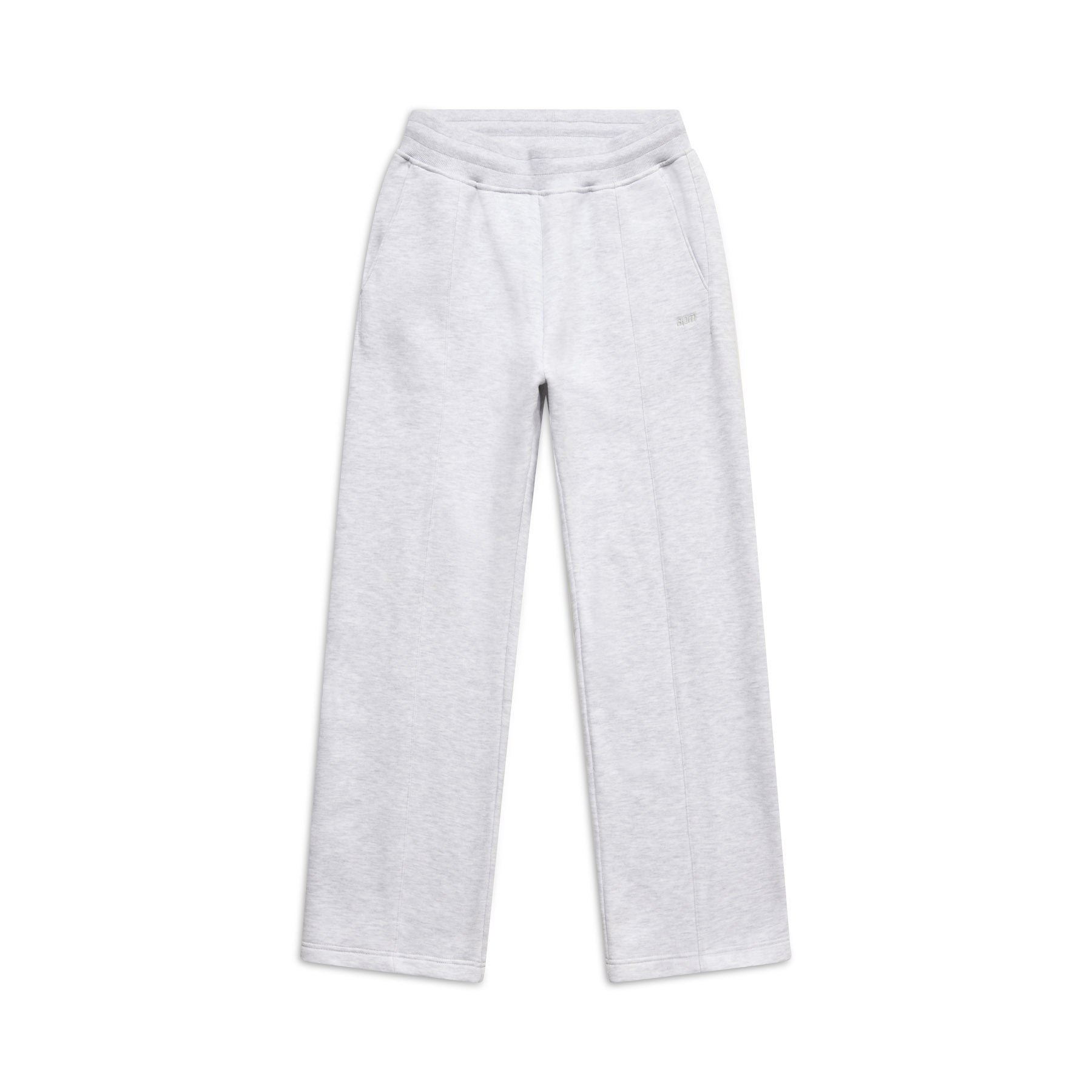 The 6PM+ Slim Fit Jogger Light Grey by 6PM features heavyweight cotton, an elastic waistband, side pockets, and a slim fit for comfort, shown laid flat on a white background.