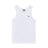 The TANK TOP WHITE (SINGLE) by 6PM is a plain white ribbed cotton tank with a small black 6PM logo on the left chest, shown on a white background.