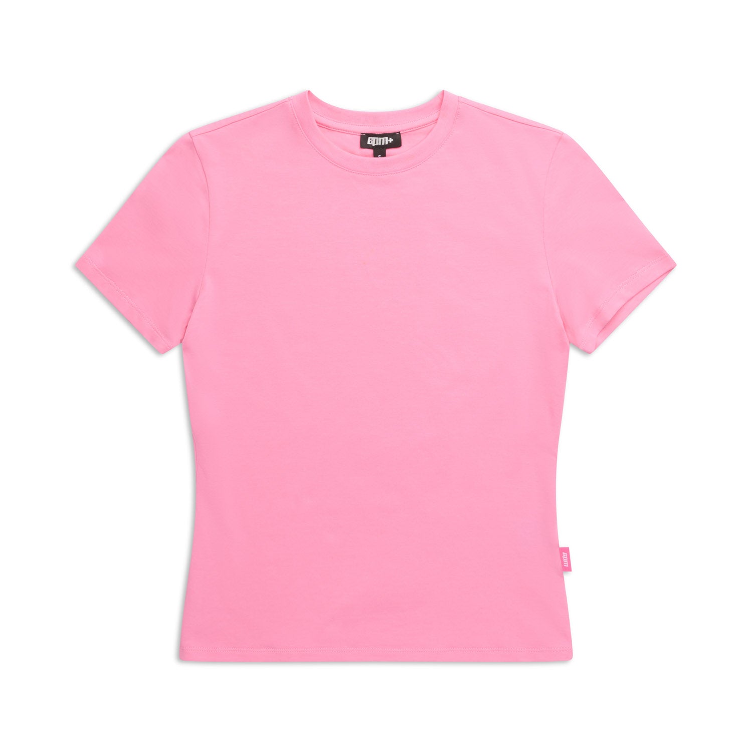 The 6PM WMNS T-SHIRT BUBBLEGLOW is a solid bright pink, short-sleeved crew neck tee shown laid flat on a white background.