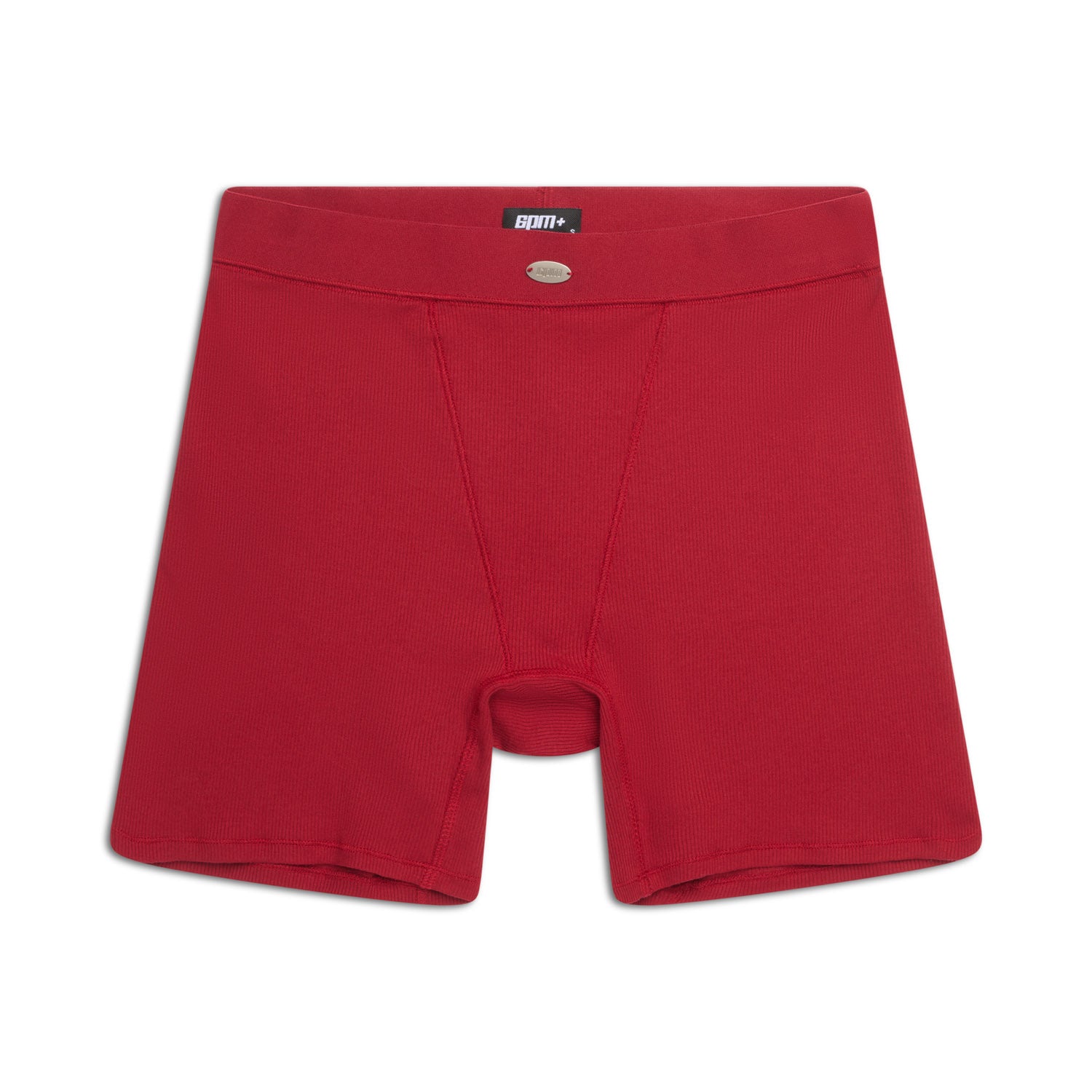 WMNS BOXER SHORTS WINE RED by 6PM, featuring a buttoned waistband, front stitching details, and a small black inner label, shown on a white background.