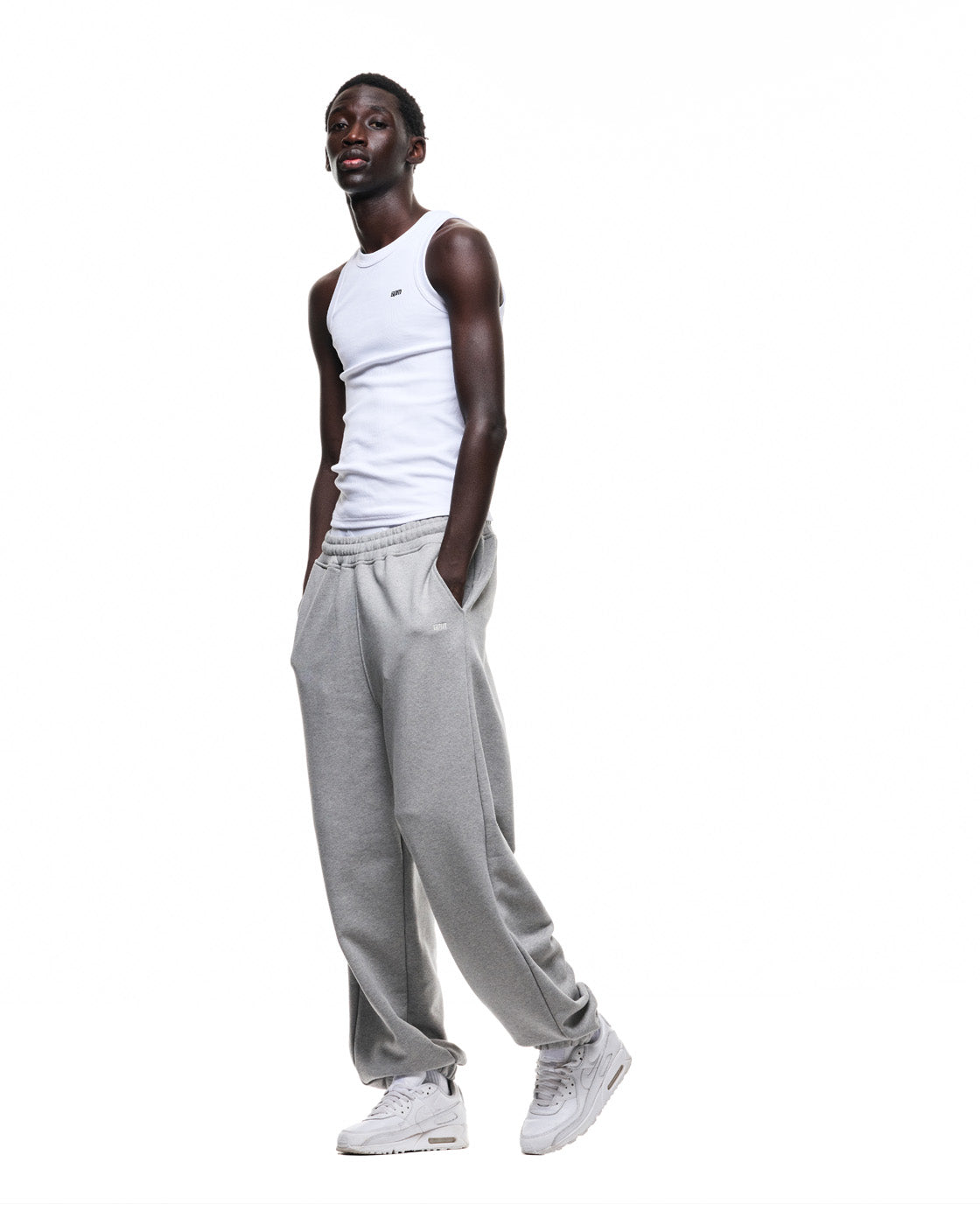 6PM+ BAGGY CUFFED JOGGER MID GREY MELANGE