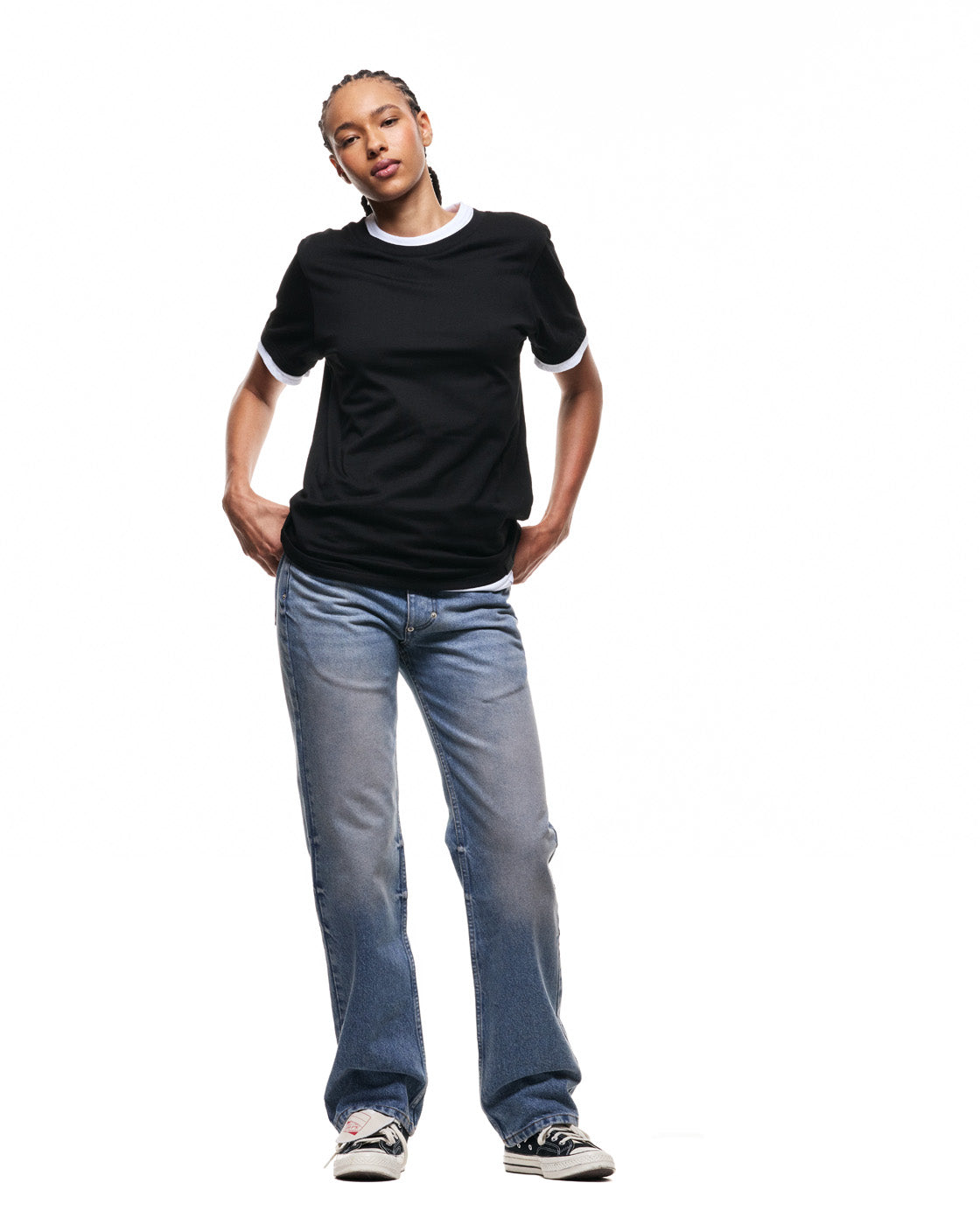 6PM+ DOUBLE LAYER T-SHIRT BLACK /WHITE
