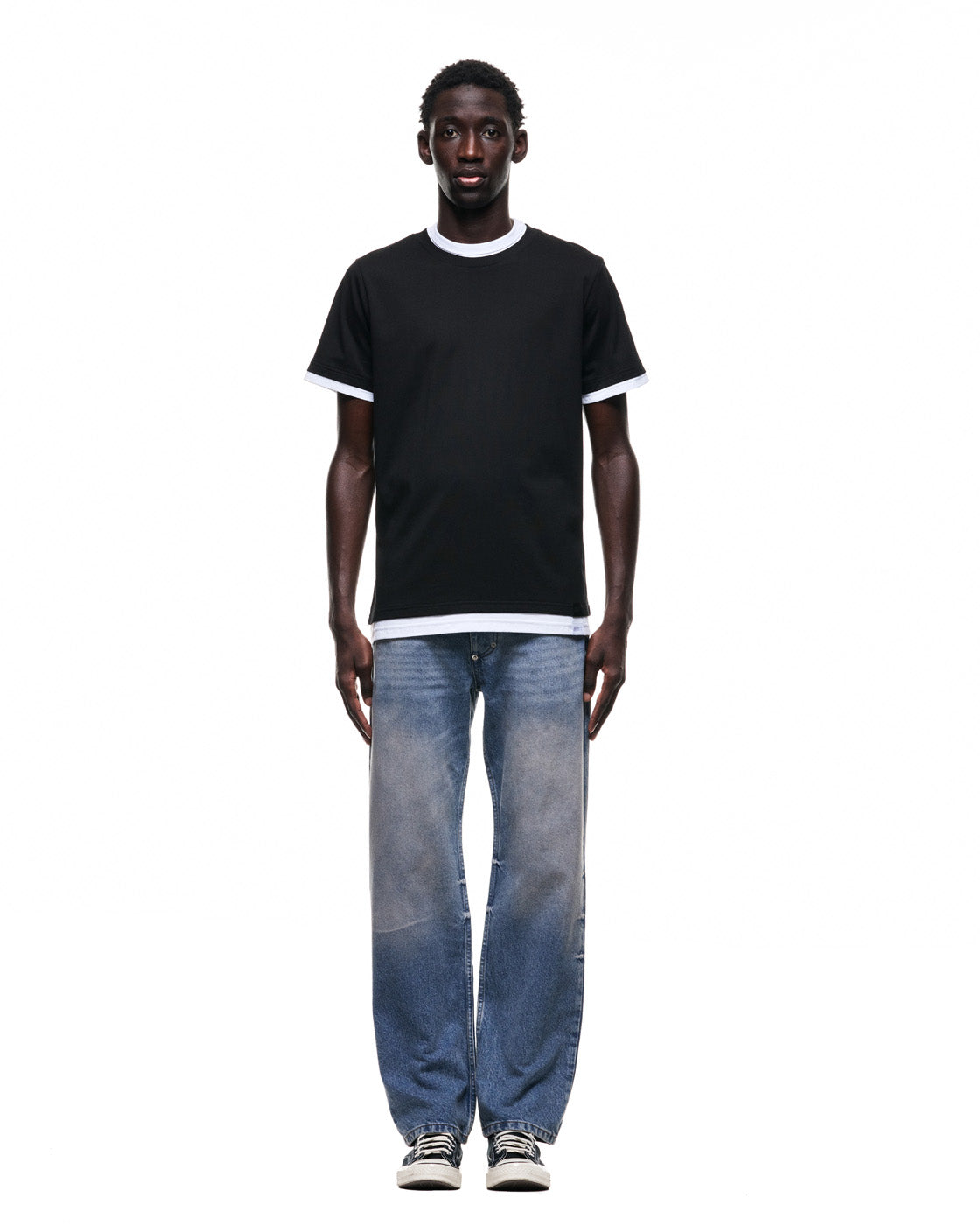 6PM+ DOUBLE LAYER T-SHIRT BLACK /WHITE