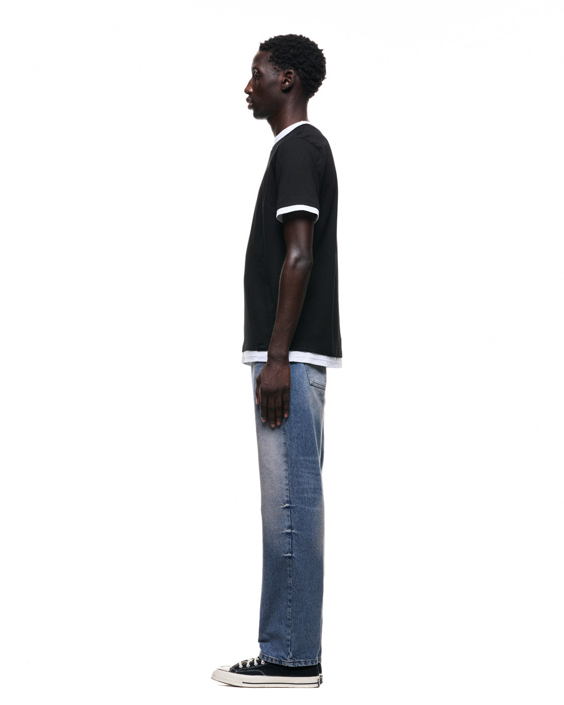 6PM+ DOUBLE LAYER T-SHIRT BLACK /WHITE
